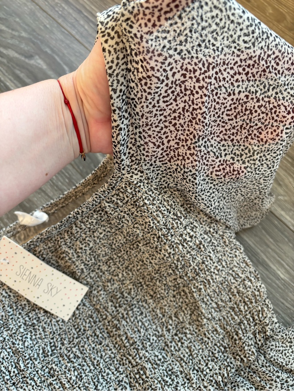 Sienna Sky Puff Sleeve Smocked Waist Dress - Light Gray Print